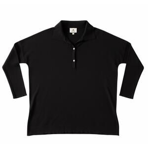 Tuckernuck Long Sleeve Polo Shirt Black Golf Casual Linen Blend Mens Sz XL/XXL